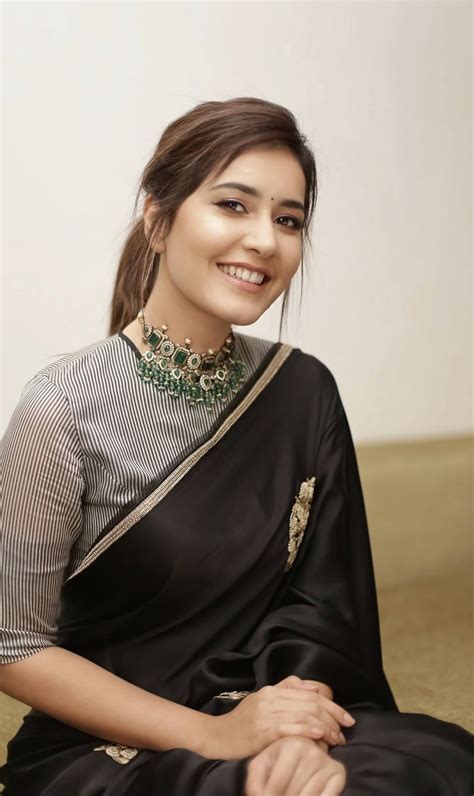 glamorous indian girl rashi khanna in black saree gallery