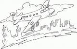 Airplane Passenger City Over Coloring Lineart sketch template