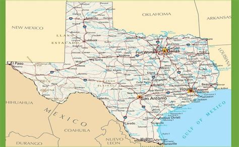 print  metal texas state road map highway city houston print