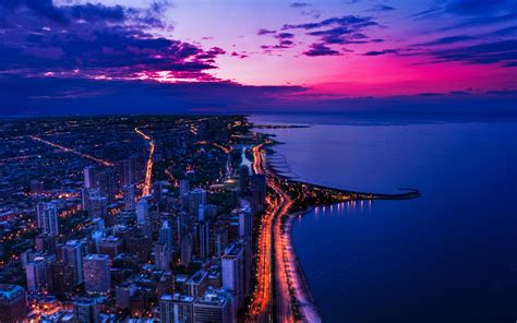 mh chicago city night sky view scape ocean beach papersco