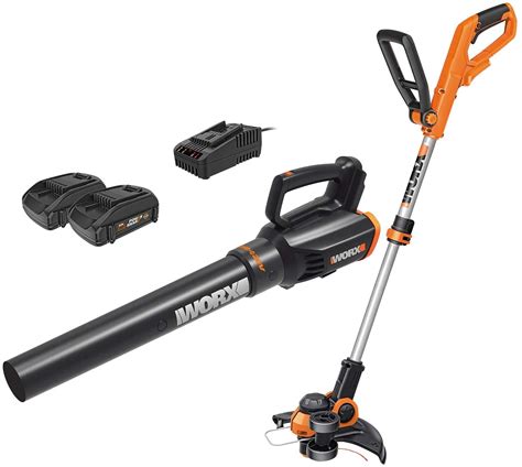 worx cordless string trimmer  blower wg combo   batteries grass weed edger