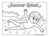 Coloring Summer Pages Easy Swimming Boy Kids Adults sketch template