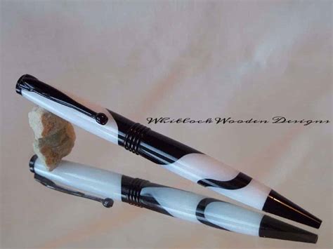 handmade black white   black trim whitlock pens