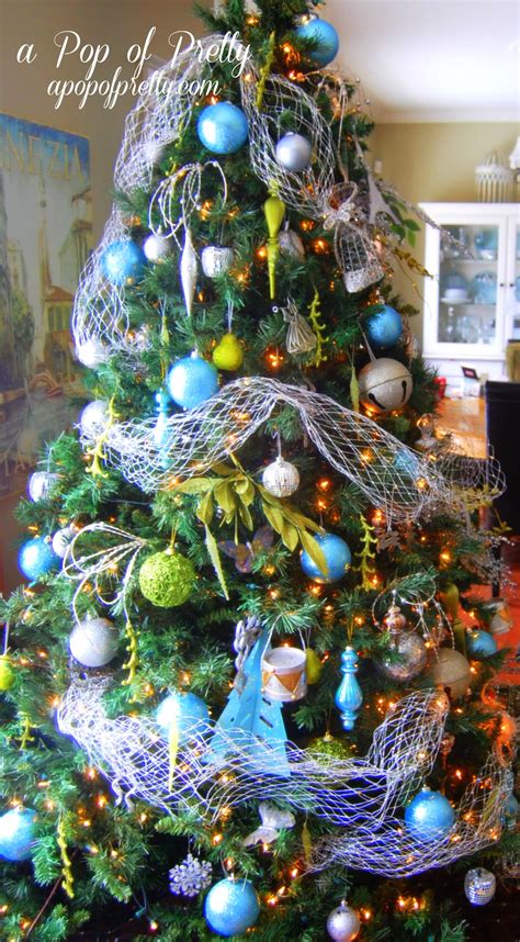turquoise christmas tree decorations  pop  pretty home decor blog