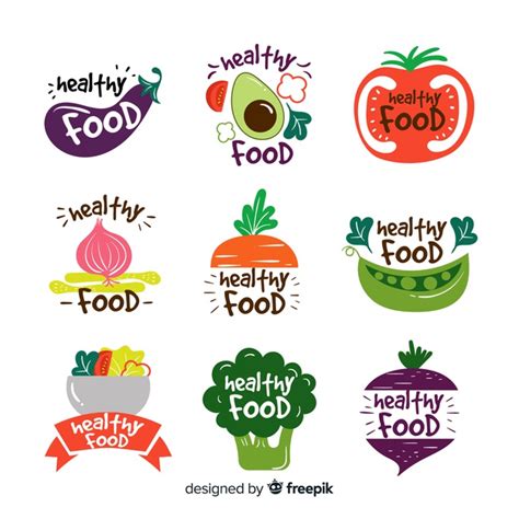 flat healthy food logos  vector nohatcc