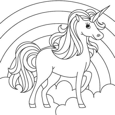 vector hand drawn unicorn outline illustration