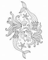 Coloring Mermaid Pages Mermaids Two Kids Drawing Template Sea Realistic Drawn Hand Printable Sketch Book Adult Arthearty sketch template