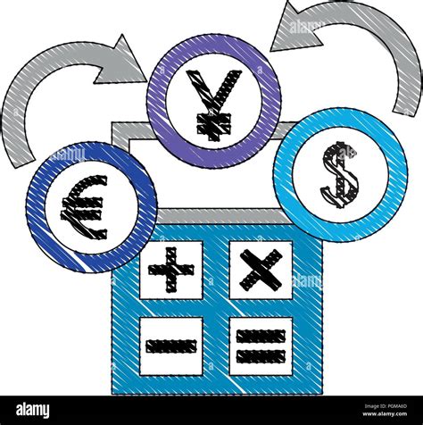 calculator coins yen euro dollar foreing exchange vector illustration stock vector image art
