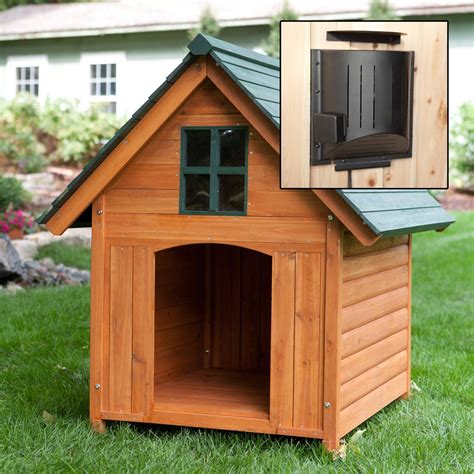 large dog house heated pet kennel deluxe rustic woodentraditional  frame  wood dog house