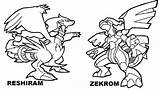 Pokemon Coloring Legendary Pages Zekrom Reshiram Vs Kyurem Kids sketch template