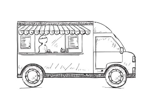 food truck food truck cute drawings hand logo
