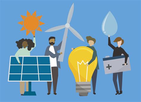 people  renewable energy resources illustration