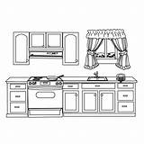 Kitchen Coloring Room Buildings Architecture Pages Printable Kb sketch template