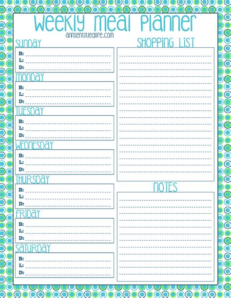 printable recipe card meal planner  kitchen labels