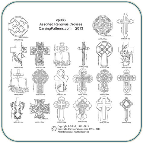 assorted religious crosses patterns classic carving patterns art