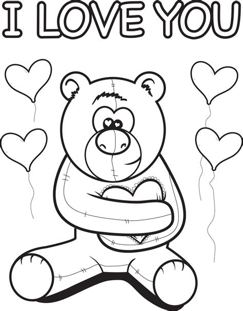 printable  love  teddy bear coloring page  kids supplyme