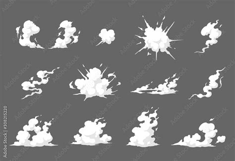 vettoriale stock smoke illustration set  special effects template steam clouds mist fume