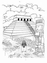 Temple Coloring Pages Aztec Inscriptions Adult Drawing Palenque Supercoloring sketch template