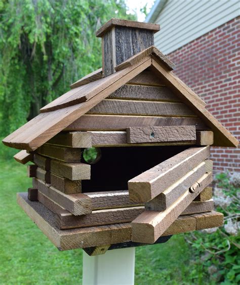 birdhouse log cabin amish handmade reclaimed wood bird houses unique bird houses bird house