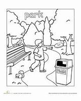 Coloring Pages Park Places Worksheets Preschool Town Education Parc Kids Kindergarten Printable Colouring Paint English Drawing People Gif Comic Choose sketch template