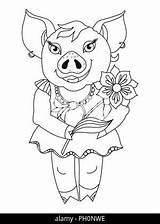 Pig Coloring Zentangle Book Illustration Drawing Adult Other Tangle Piglet Doodle Zen Alamy Domestic Animal Stock Decorations sketch template