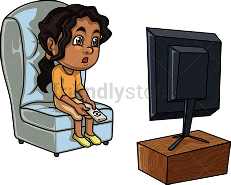 Black Girl Watching Tv Cartoon Clipart Vector Friendlystock