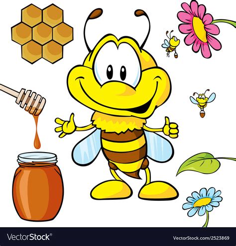 Funny Bee Cartoon Royalty Free Vector Image Vectorstock