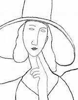 Modigliani Chapeau Femme Schoolplaten sketch template