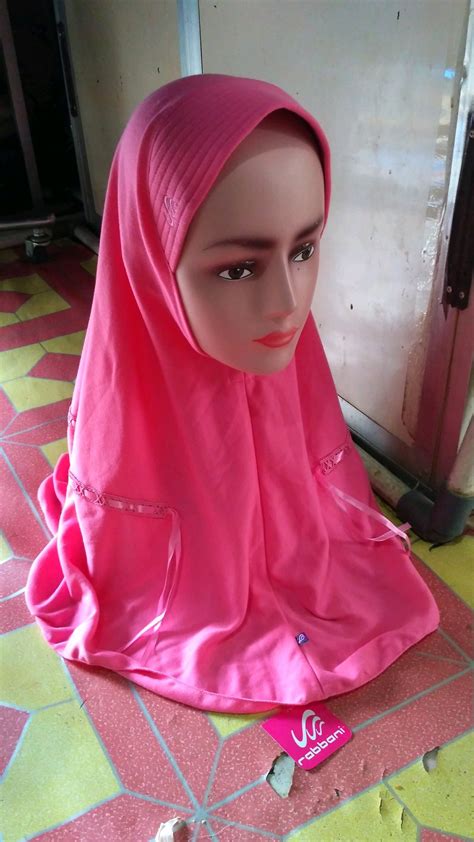 jilbab rabbani ukuran  warna pink voal motif