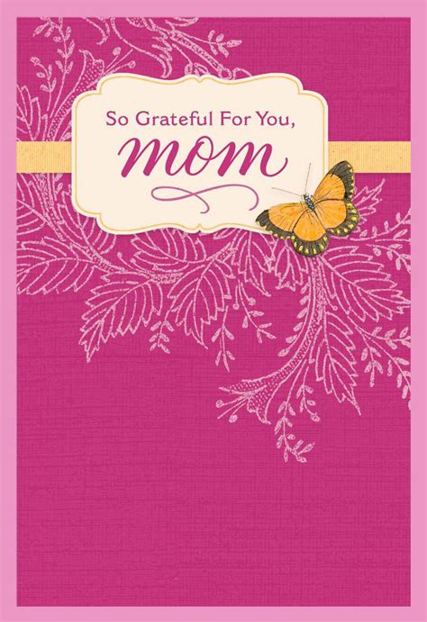 So Grateful Butterfly On Pink Birthday Card For Mom Greeting Cards