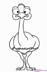 Ostrich Draw Drawing Cartoon Animals Easy Coloring Drawings Baby Step Emu Animal Simple Line Clipart Cute Face Ostriches Head Kids sketch template