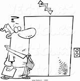 Elevator Outlined Confused Businessman Cartoon Toonaday sketch template