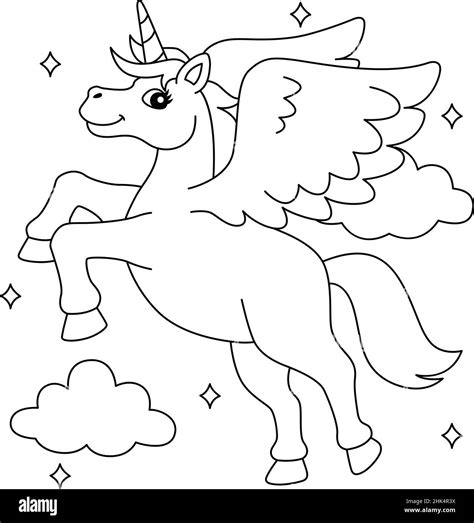flying unicorn coloring page  kids immagine  vettoriale alamy