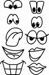 Printable Eyes Mouth Nose Face Template Cartoon Eye Templates Crafts Cut Monster Kids Make Paper Fun Drawing Drawings Easy sketch template