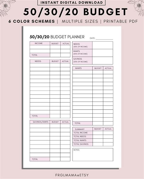 budget overview template printable monthly budget planner