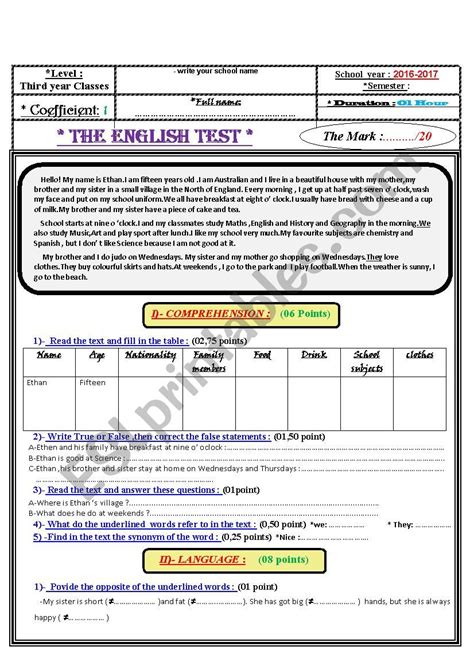 english test esl worksheet  belgayte