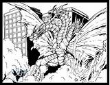 Ghidorah Godzilla Adora Almightyrayzilla Attacks Manga Lineart sketch template