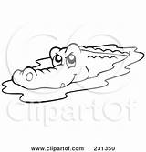Alligator Outline Crocodile Coloring Clipart Water Drawing Illustration Visekart Royalty Rf Getdrawings Template sketch template