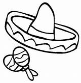 Coloring Hat Mexican Getdrawings Sombrero Mayo Maracas sketch template