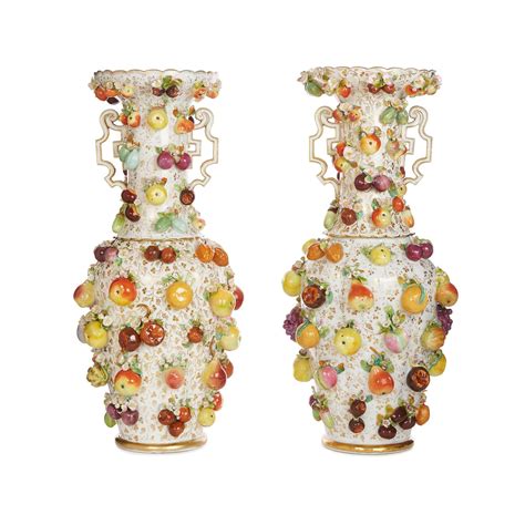 pair  large antique dresden porcelain vases dresden porcelain