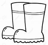 Boots Clipart Boot Outline Rain Clip Coloring Pair Rubber Gardening Cliparts Snow Drawing Wellies Vector Cowboy Stock Depositphotos Printable Kalosze sketch template