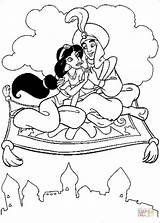 Aladdin Jasmine Pages Carpet Flying Coloring Cartoons Color sketch template