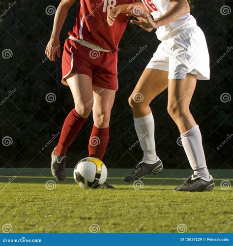 soccer feet ball stock image image  grass shove