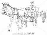 Paard Wagen Cowboy Ritten Wordt Getrokken Drawn Gezogen Pferd Kleurplaat Tirato Cavallo Vagone Guida Wilde Lastwagen Reitet Meisje Bitmap Paarden sketch template