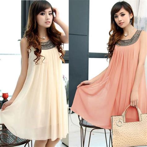 womens pregnant maternity dresses casual clothes beaded chiffon knee