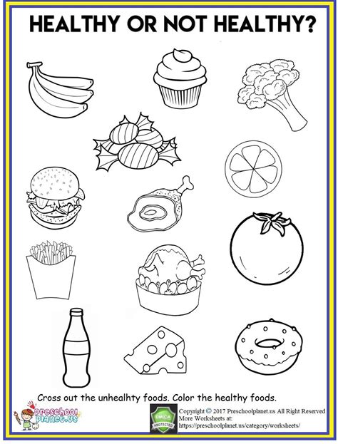healthy food worksheet preschool food healthy  unhealthy food