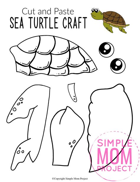 cut  paste sea turtle craft  kids   template