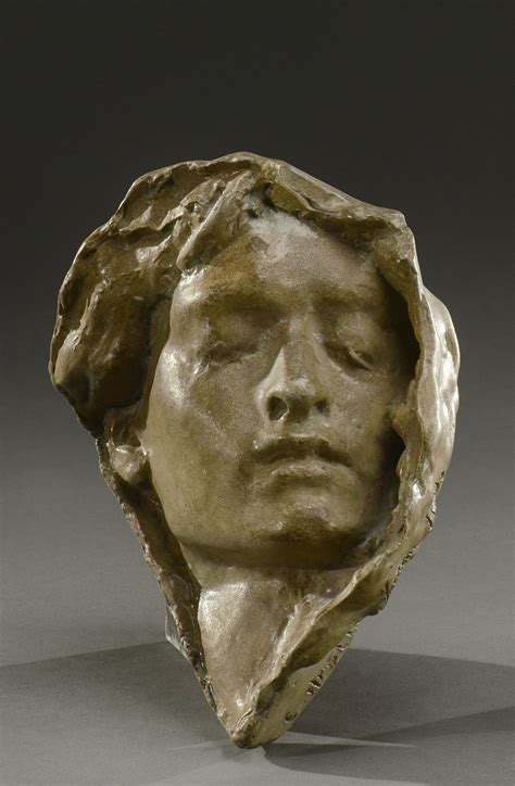 emile muller 1854 1945 sculpture en grès émaillé gris figurant le visage d une femme signée