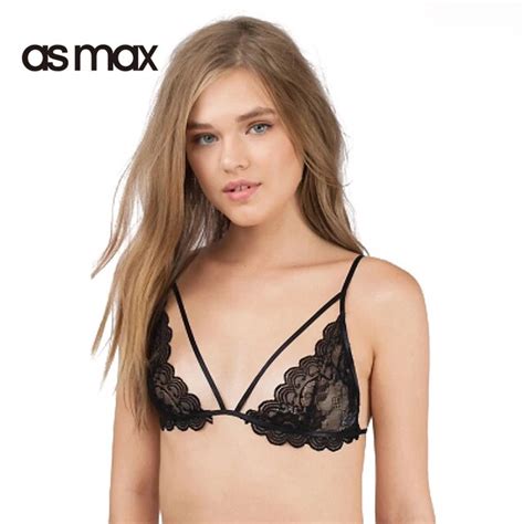 Asmax Lace Unlined Bralette Triangle Bra Wireless See Through Brassiere