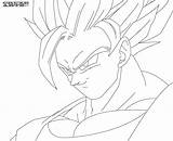 Goku Saiyan Super Line Drawing Face Coloring Pages Work Drawings Getdrawings Manga Deviantart sketch template